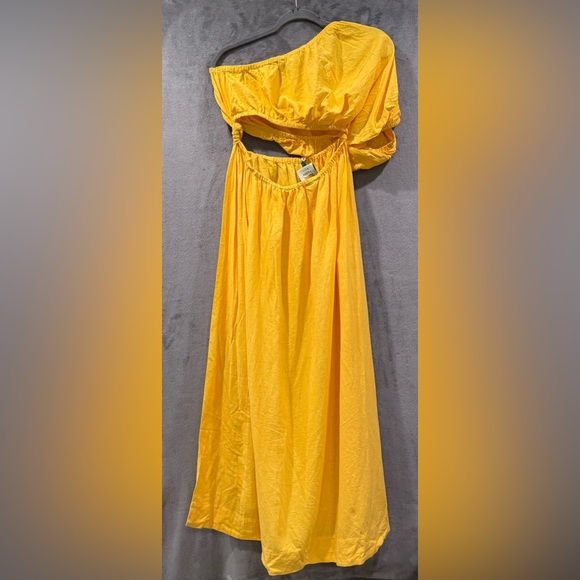 Anthropologie Farm Rio Yellow Open Waist Midi Dress With Pockets Womens XS NWT - Picture 9 of 13